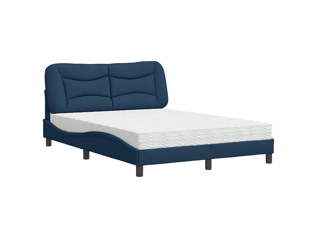 Lit avec matelas Hvar bleu 120x200 cm tissu