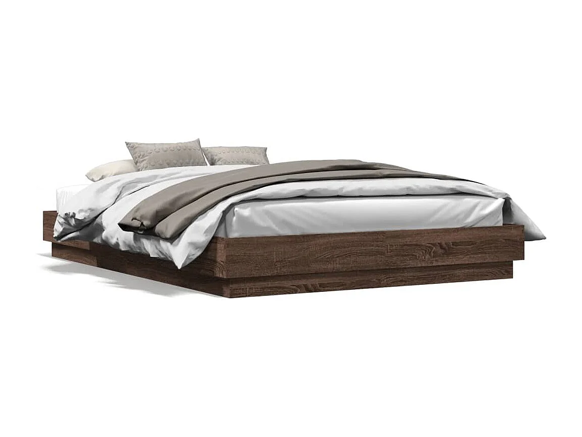 Bedframe met LED-verlichting bruin eikenkleurig 150x200 cm