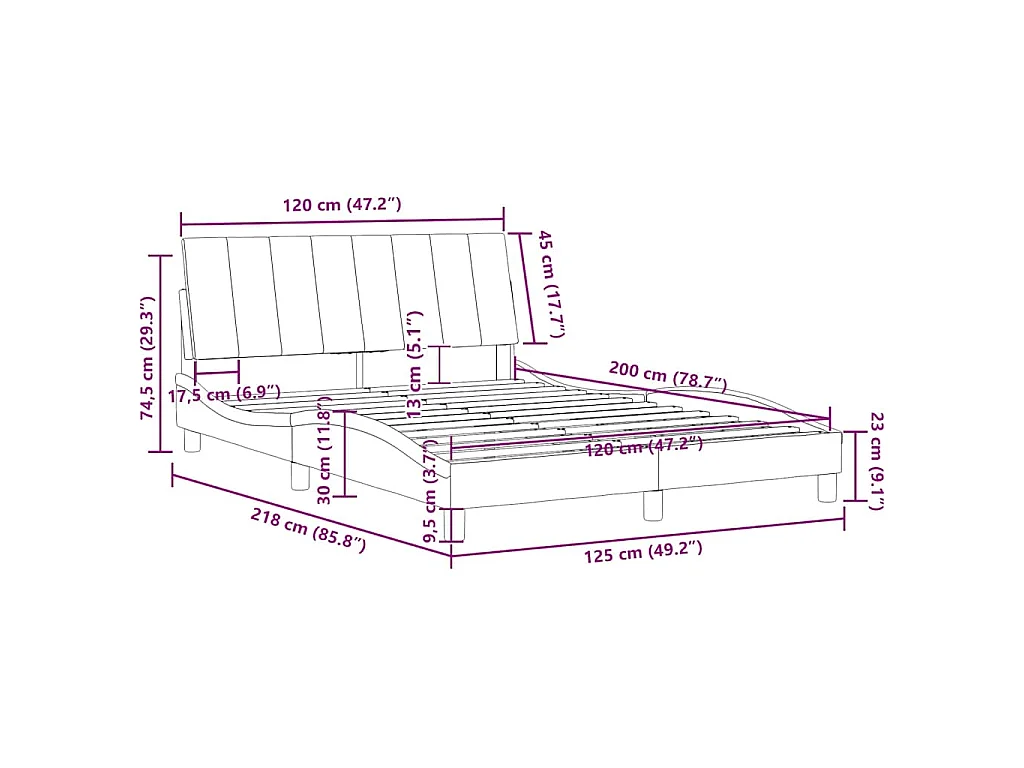Giroletto senza Materasso Hanko Grigio Chiaro 120x200 cm Velluto