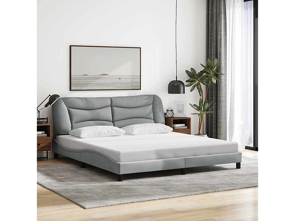 Bedframe zonder matras "Hvar" stof lichtgrijs 180x200 cm