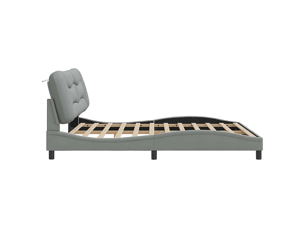 Cadre de lit sans matelas Hvar gris clair 180x200 cm tissu