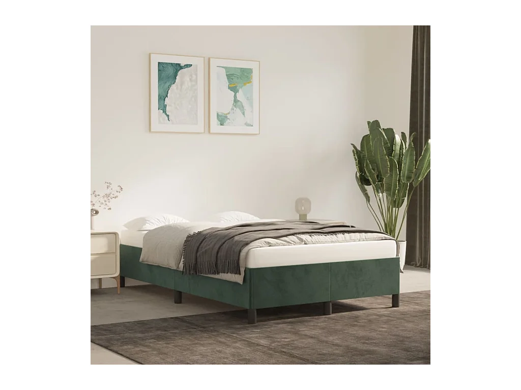 Cadre de lit sans matelas vert foncé 120x190 cm velours