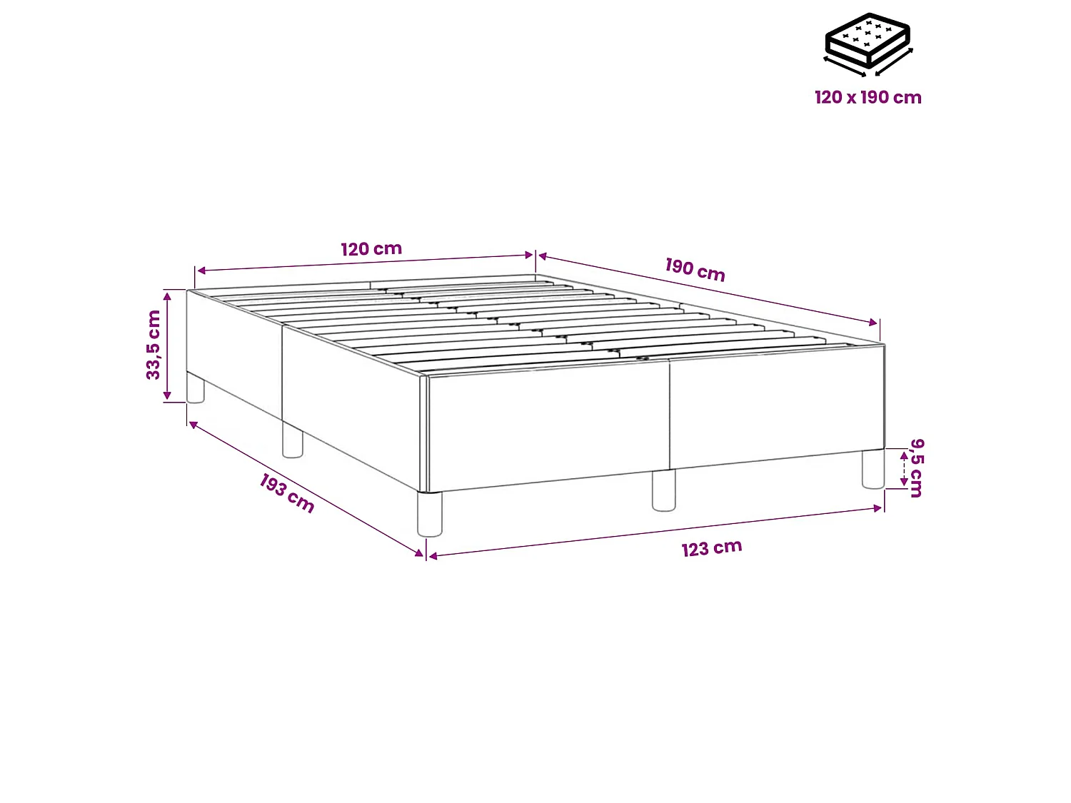 Cadre de lit sans matelas vert foncé 120x190 cm velours