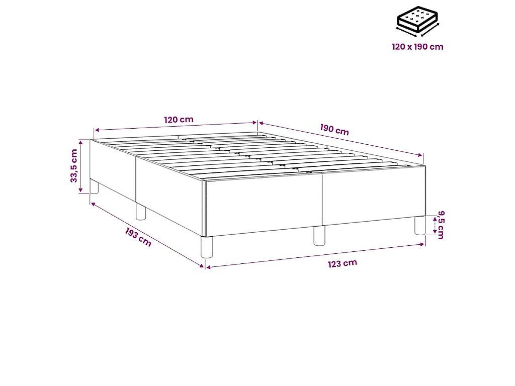 Cadre de lit sans matelas vert foncé 120x190 cm velours
