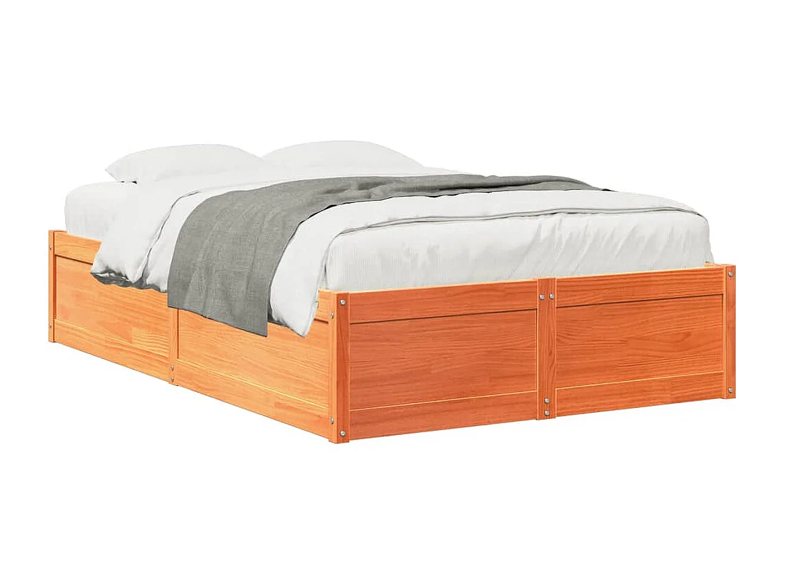 Cadre de lit sans matelas cire marron 120x200cm bois pin massif