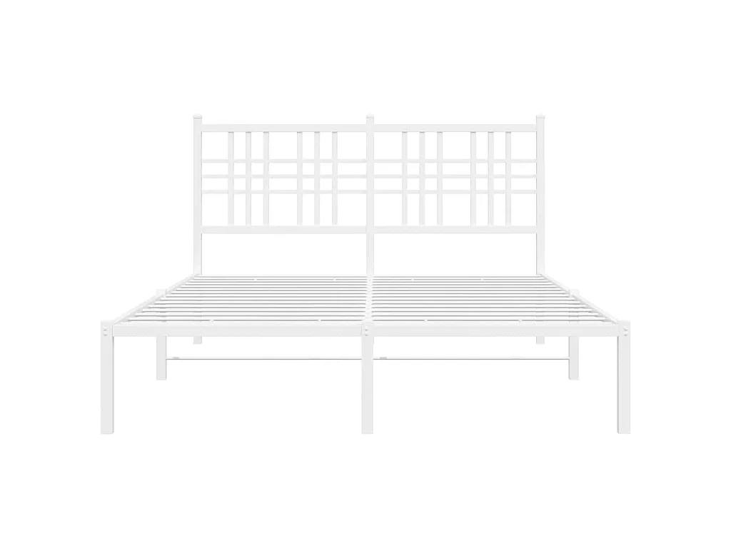 Cadre de lit métal sans matelas et tête de lit blanc 120x190 cm