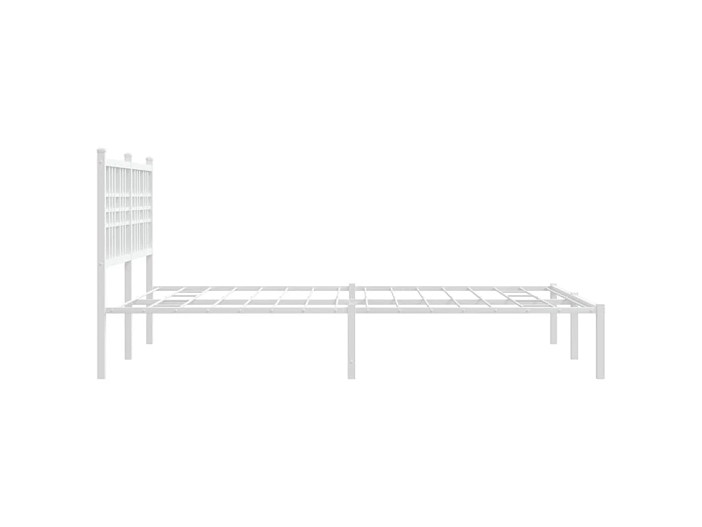Cadre de lit métal sans matelas et tête de lit blanc 120x190 cm