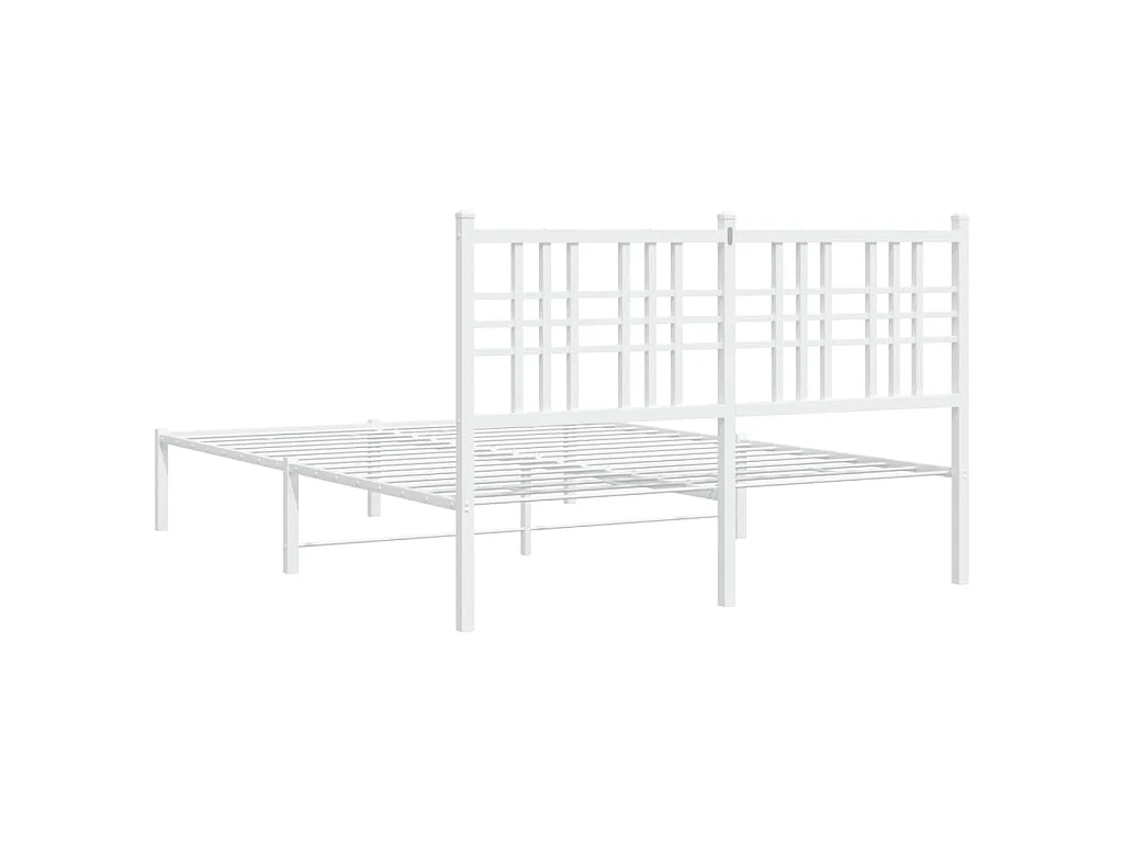 Cadre de lit métal sans matelas et tête de lit blanc 120x190 cm