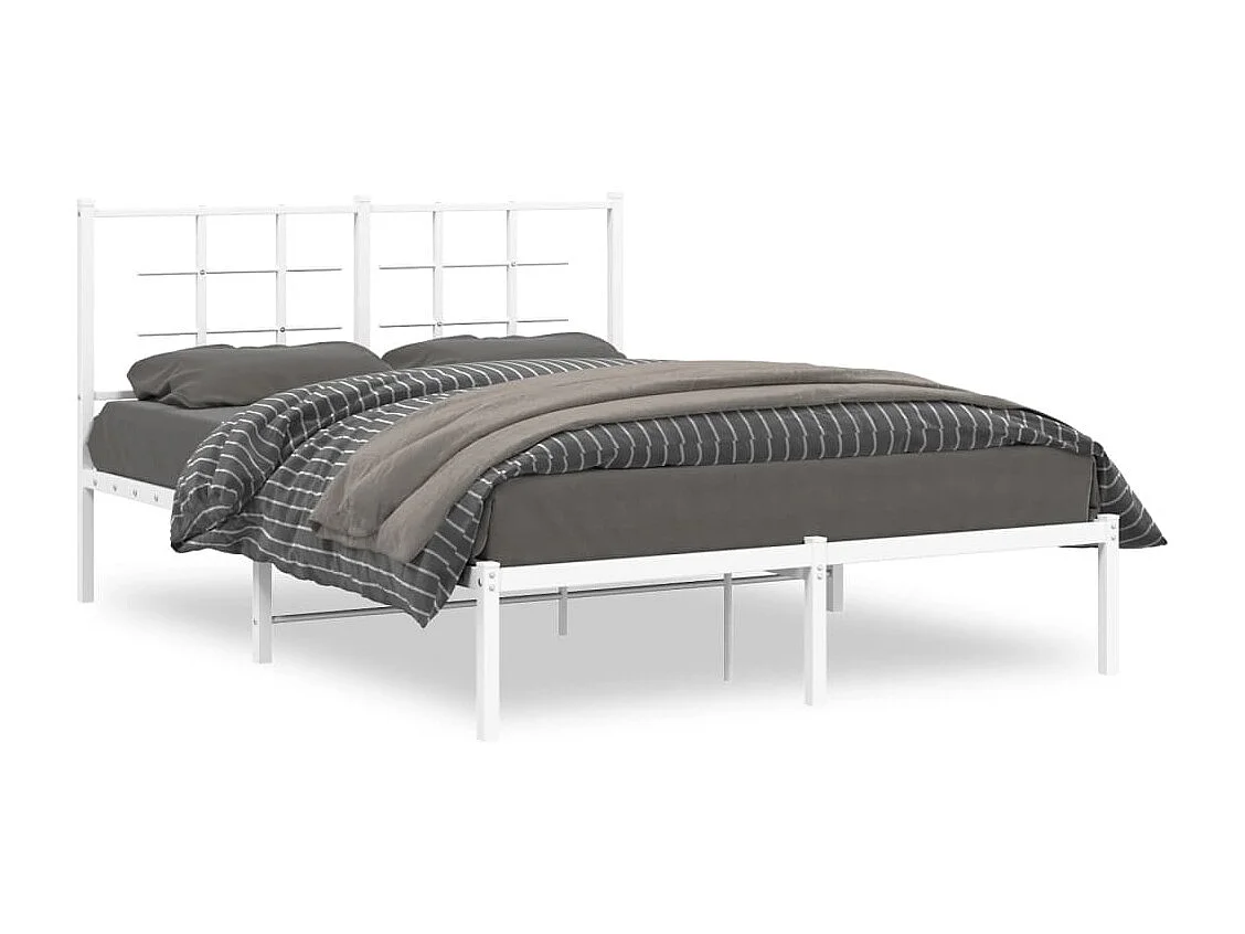 Bedframe met hoofdbord metaal wit 135x190 cm