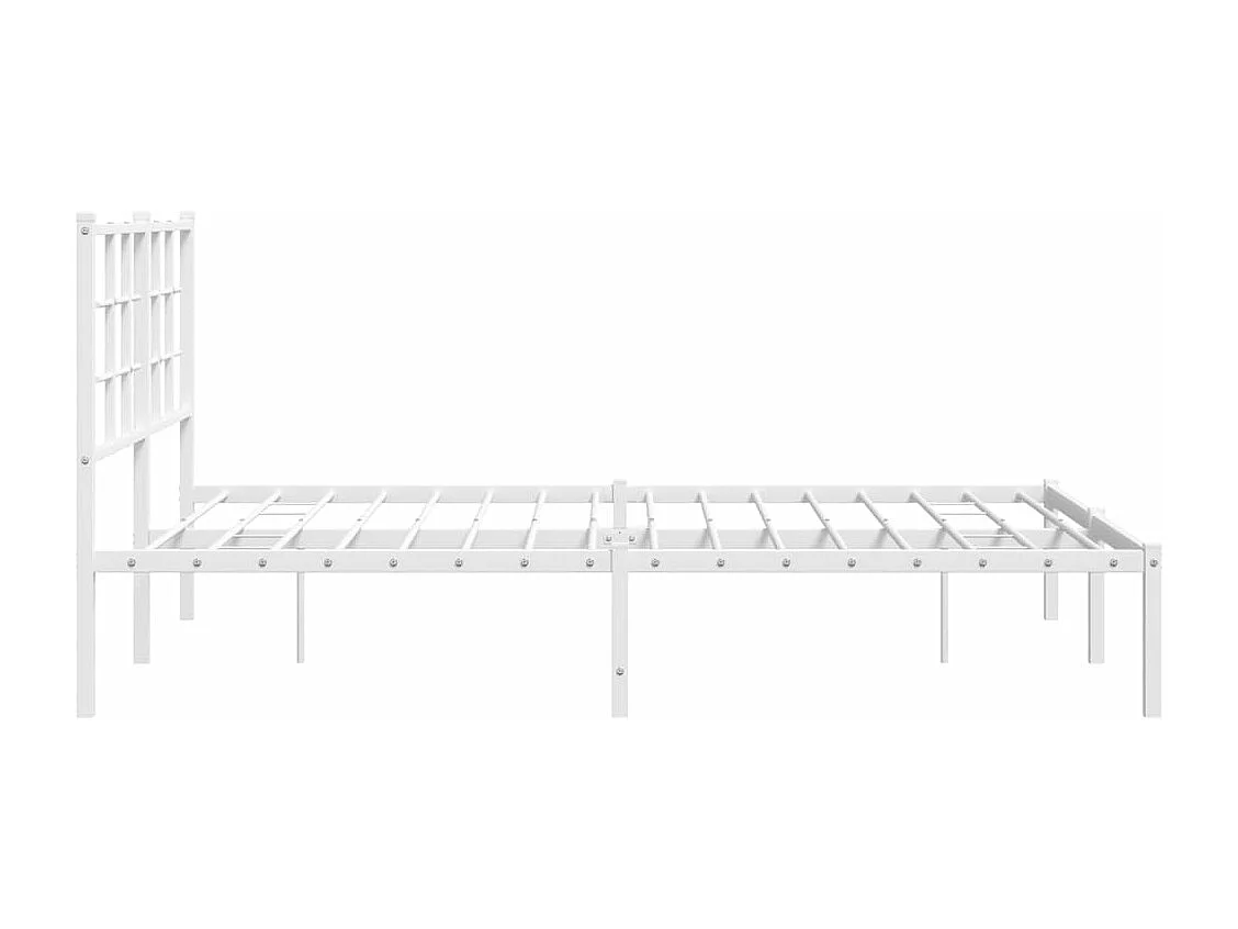Bedframe met hoofdbord metaal wit 135x190 cm