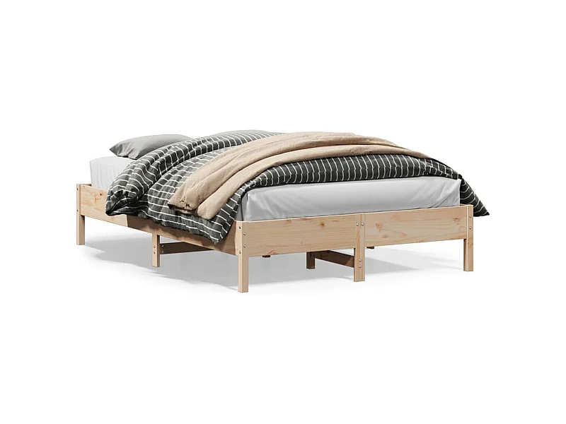 Estructura de cama sin colchón madera maciza de pino 160x200 cm