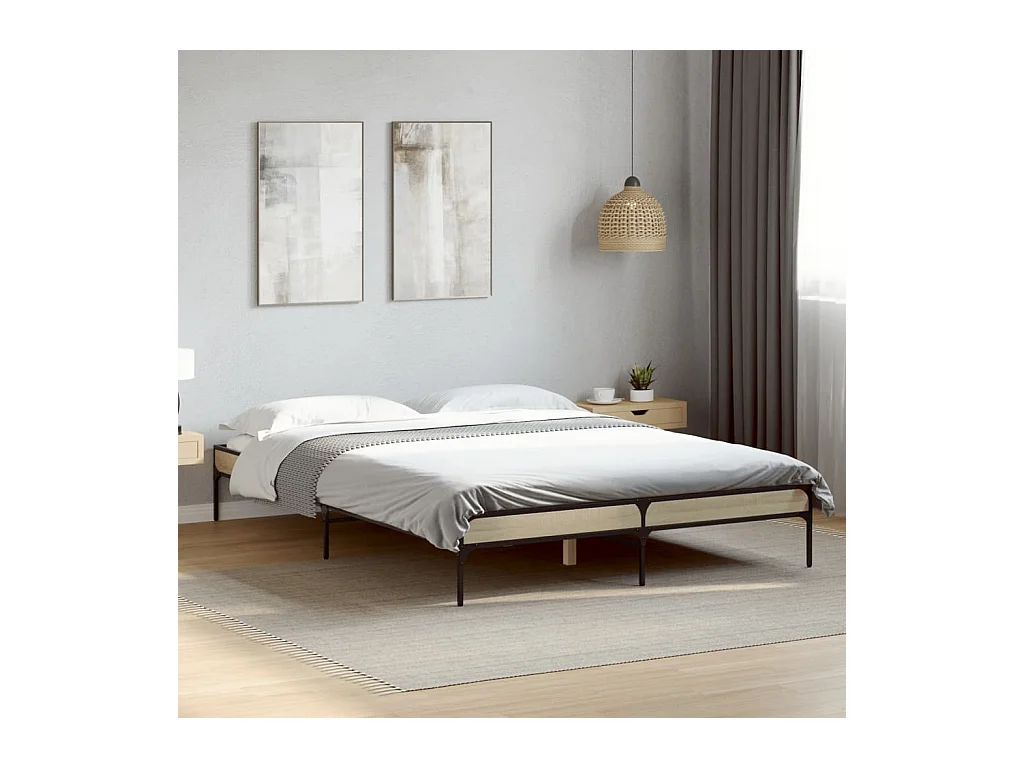 Cadre de lit sans matelas chêne sonoma 135x190 cm