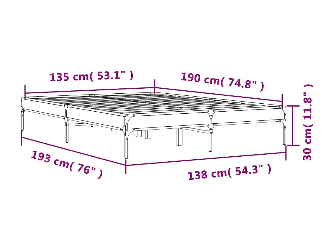 Cadre de lit sans matelas chêne sonoma 135x190 cm