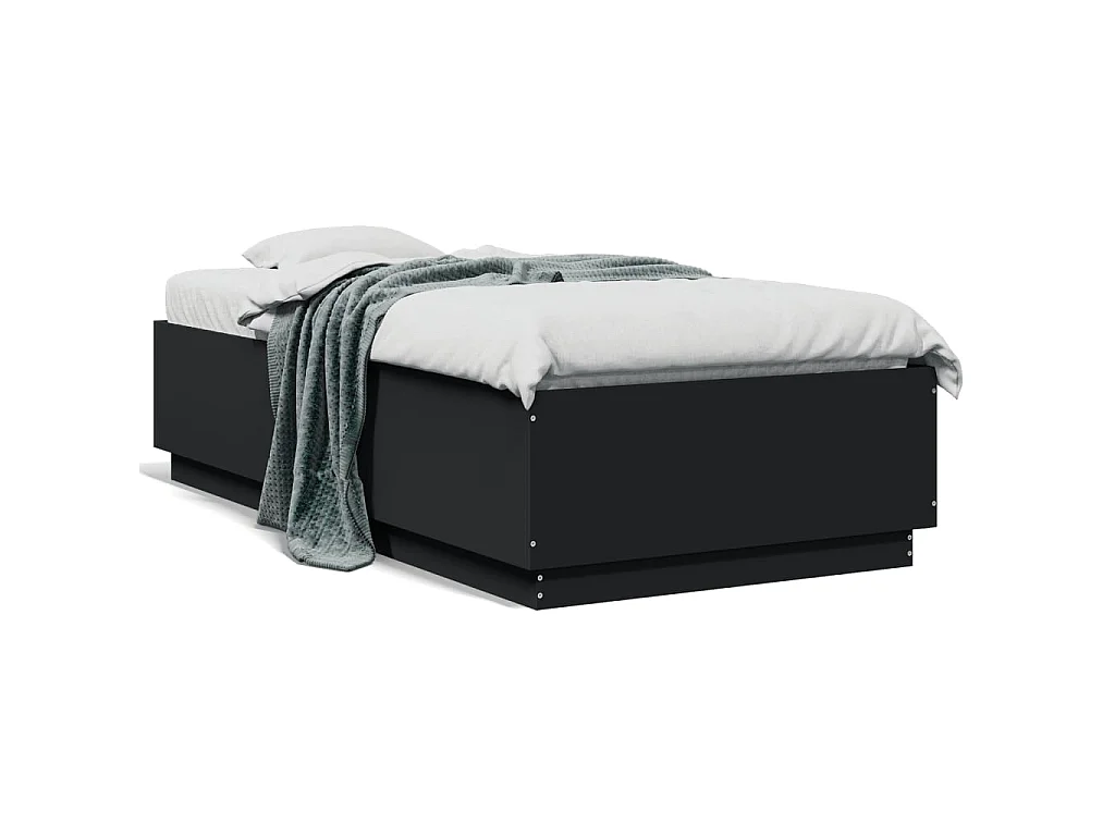 Bedframe met LED-verlichting bewerkt hout zwart 90x190 cm