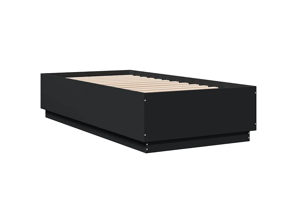 Cadre de lit avec LED sans matelas noir 90x190 cm