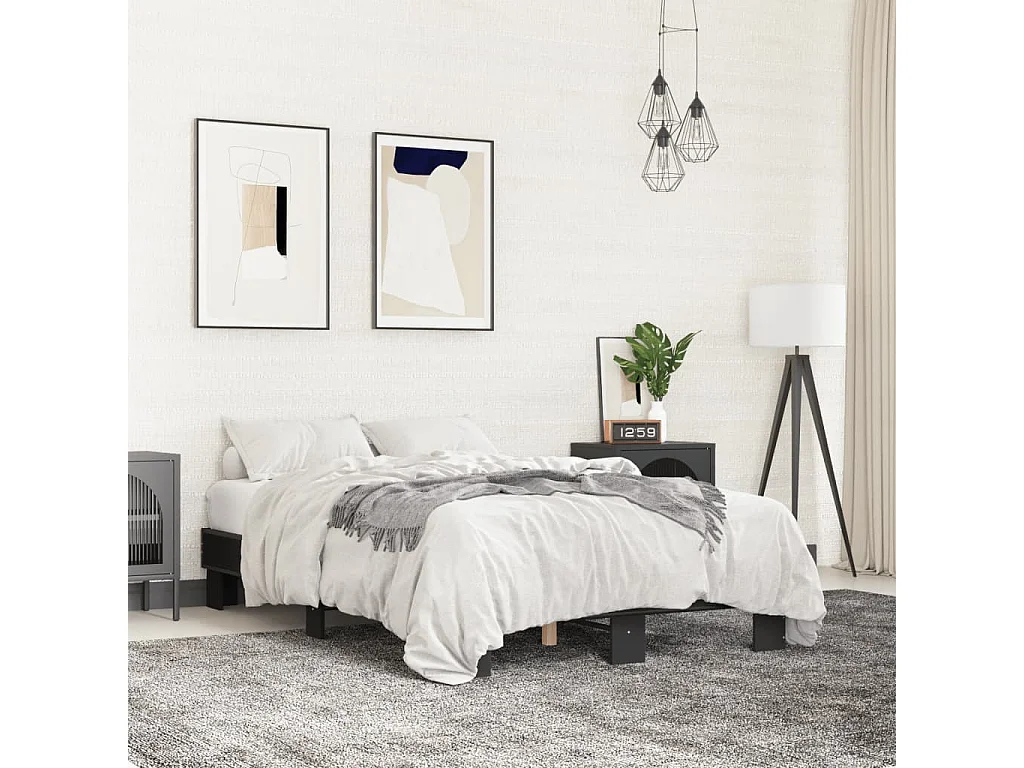 Cadre de lit sans matelas noir 120x200 cm