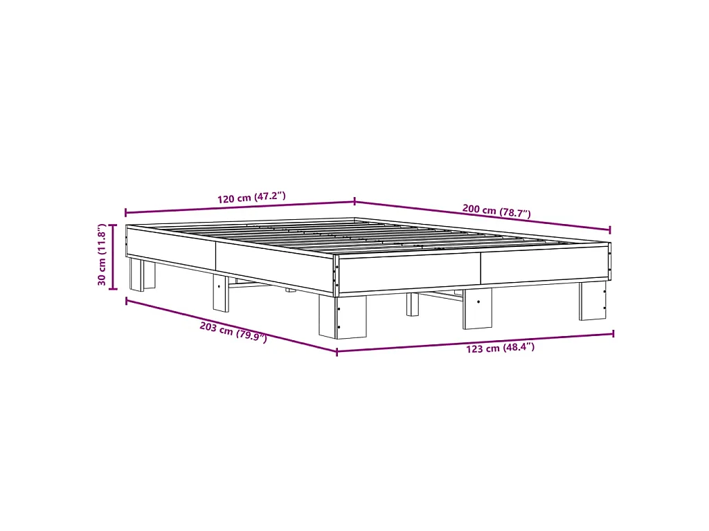 Cadre de lit sans matelas noir 120x200 cm