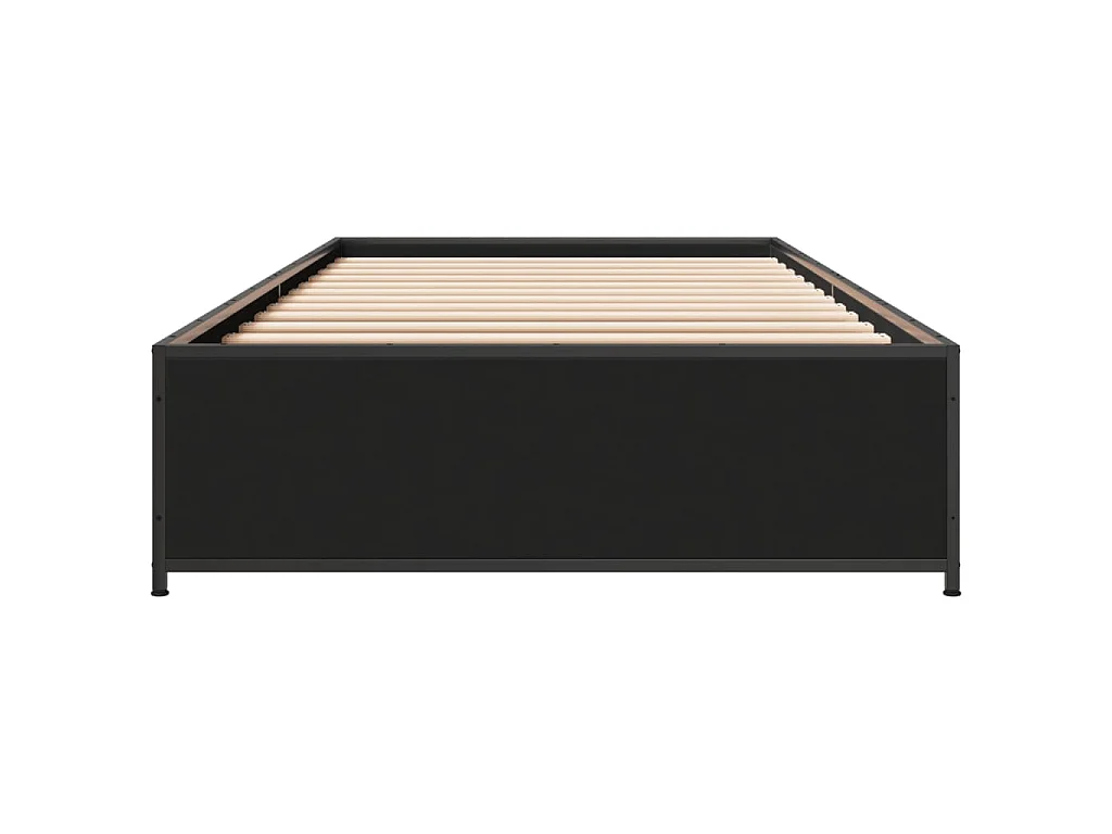 Bedframe bewerkt hout en metaal zwart 90x190 cm