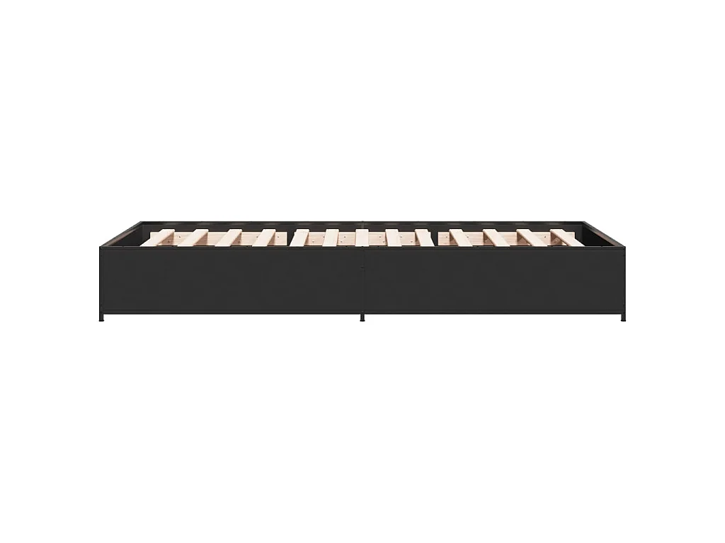 Bedframe bewerkt hout en metaal zwart 90x190 cm