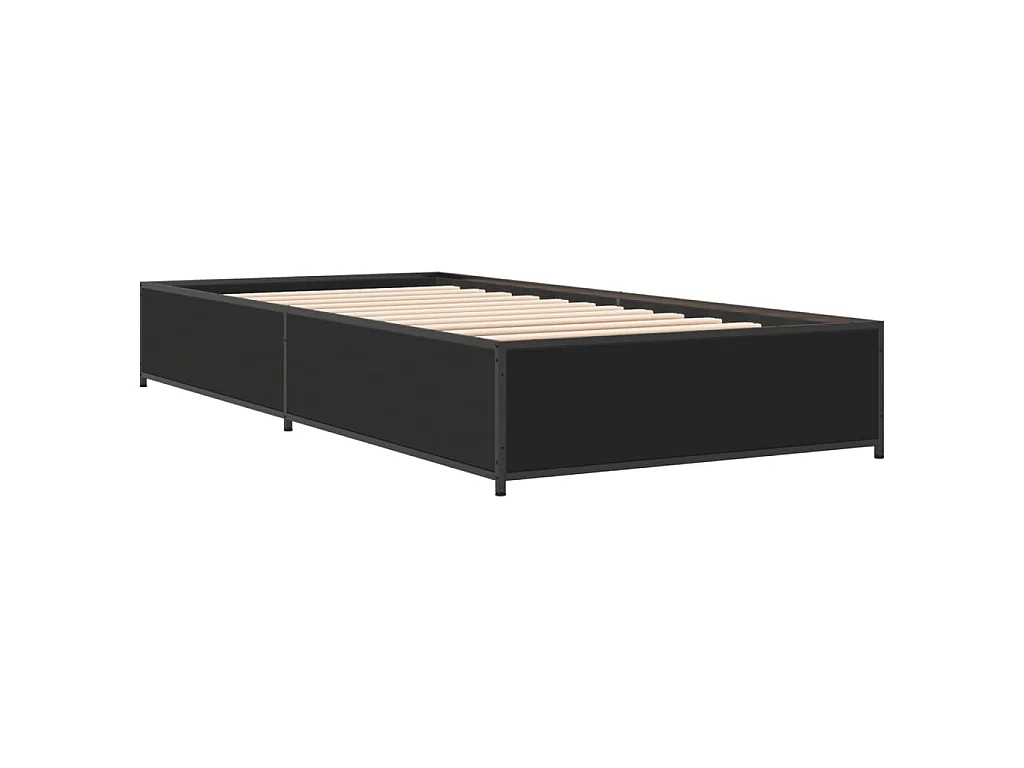Bedframe bewerkt hout en metaal zwart 90x190 cm