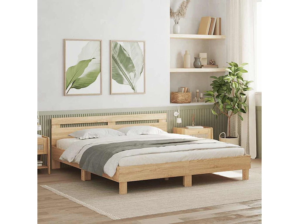 Cadre de lit sans matelas chêne sonoma 180x200 cm