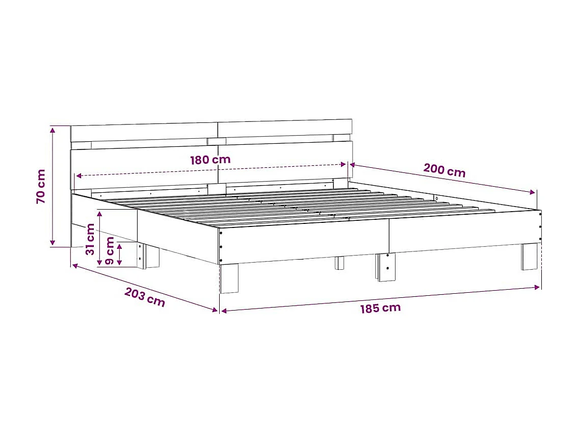 Cadre de lit sans matelas chêne sonoma 180x200 cm