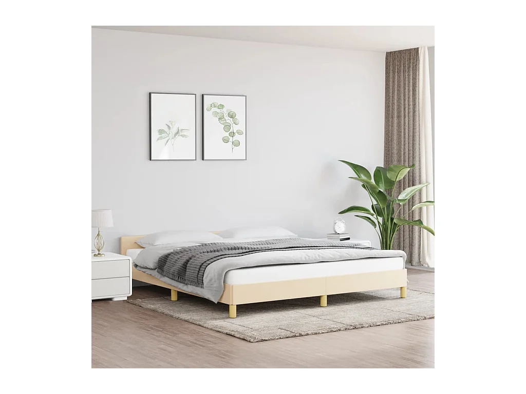 Cadre de lit sans matelas crème 160x200 cm tissu