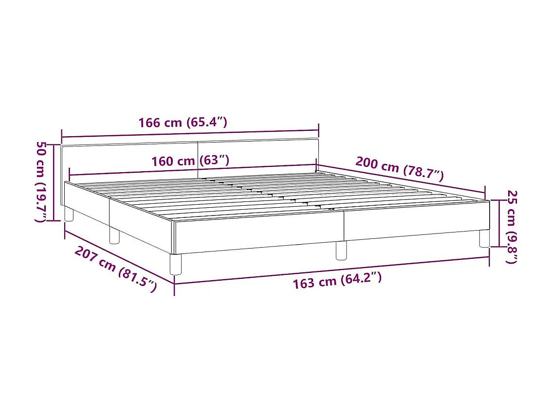 Cadre de lit sans matelas crème 160x200 cm tissu