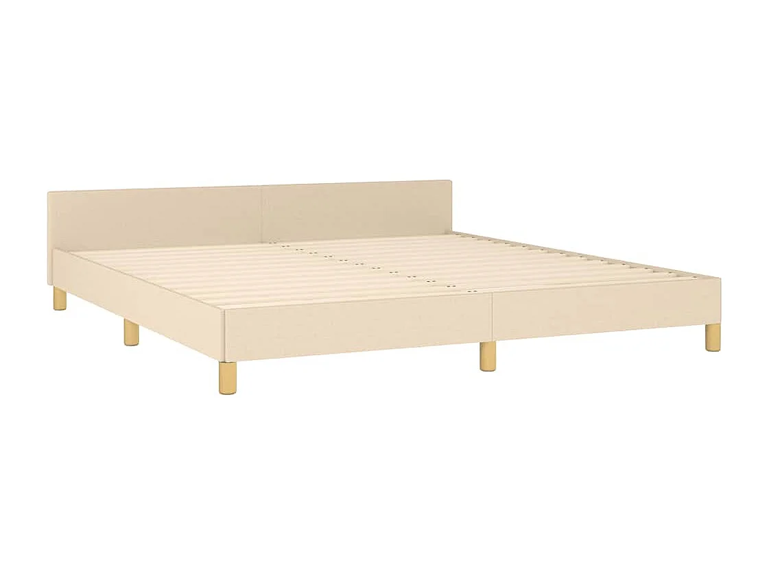 Cadre de lit sans matelas crème 160x200 cm tissu