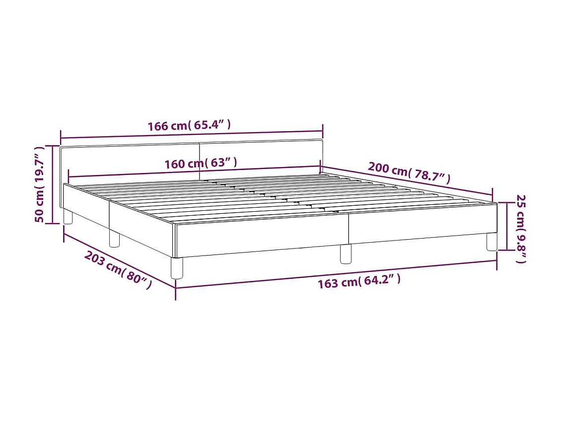 Cadre de lit sans matelas crème 160x200 cm tissu