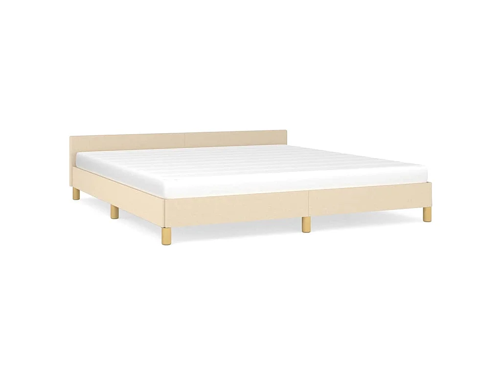 Cadre de lit sans matelas crème 160x200 cm tissu