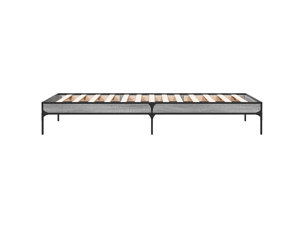 Bedframe bewerkt hout en metaal grijs sonoma eiken 90x190 cm