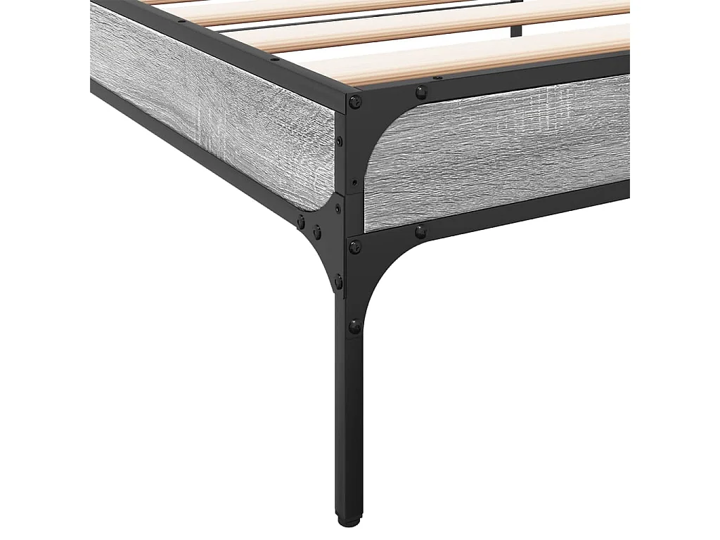 Bedframe bewerkt hout en metaal grijs sonoma eiken 90x190 cm