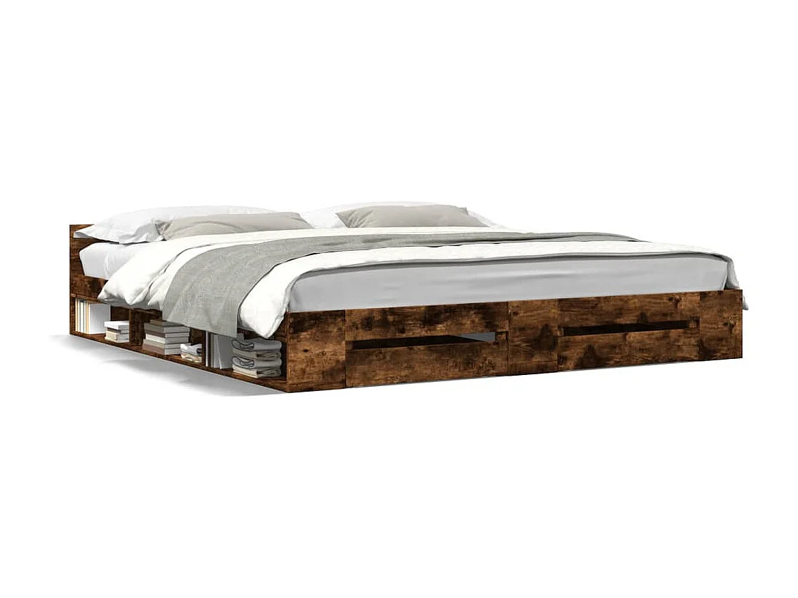 Giroletto con Cassetti Rovere Fumo 200x200 cm Legno Multistrato