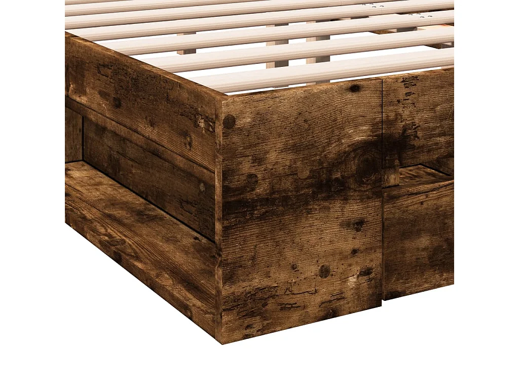 Giroletto con Cassetti Rovere Fumo 200x200 cm Legno Multistrato