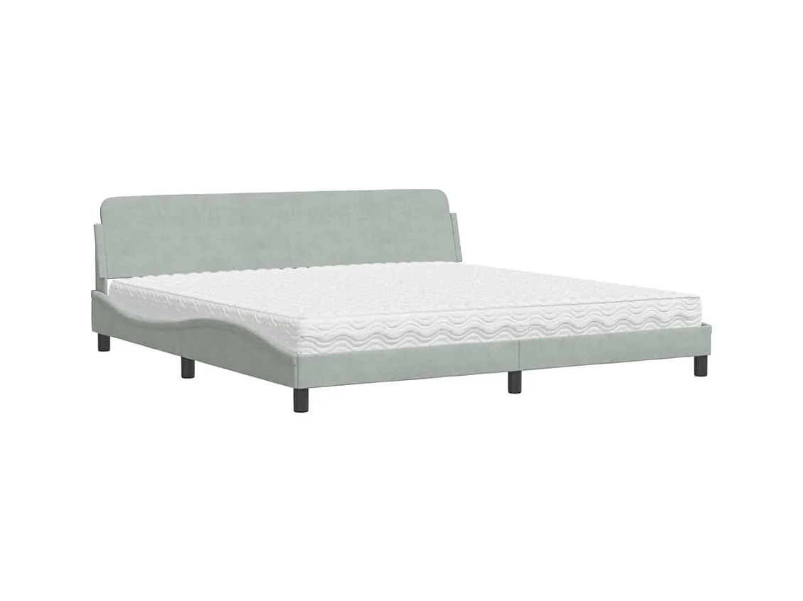 Lit avec matelas gris clair 200x200 cm velours