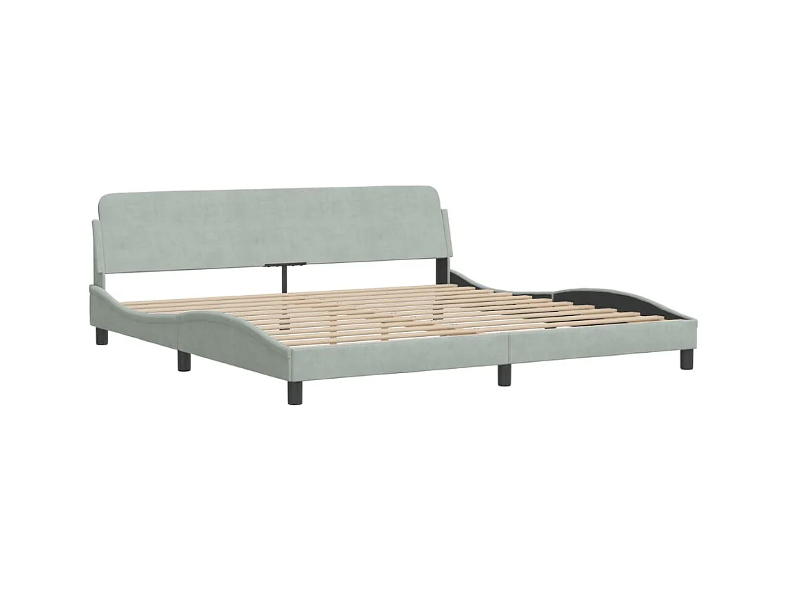 Lit avec matelas gris clair 200x200 cm velours