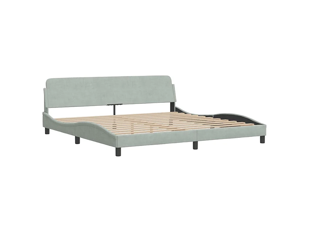 Lit avec matelas Dover gris clair 200x200 cm velours