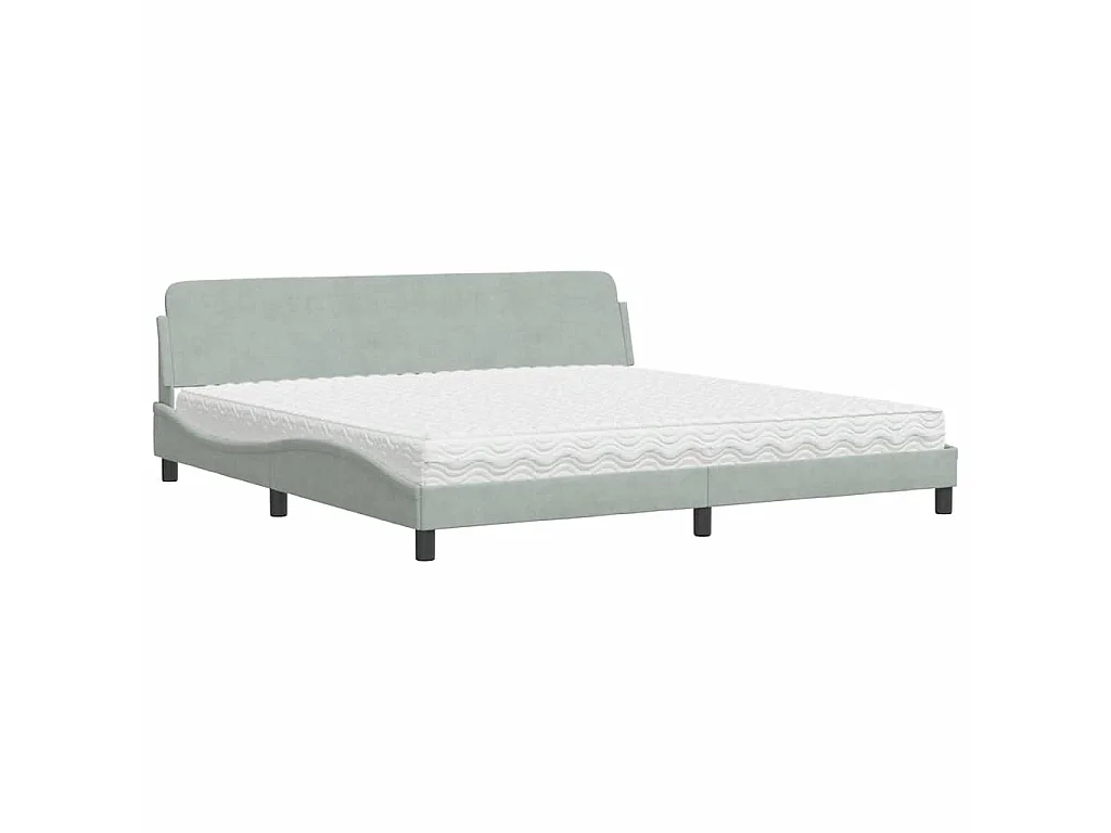 Bed met matras "Dover" fluweel lichtgrijs 200x200 cm