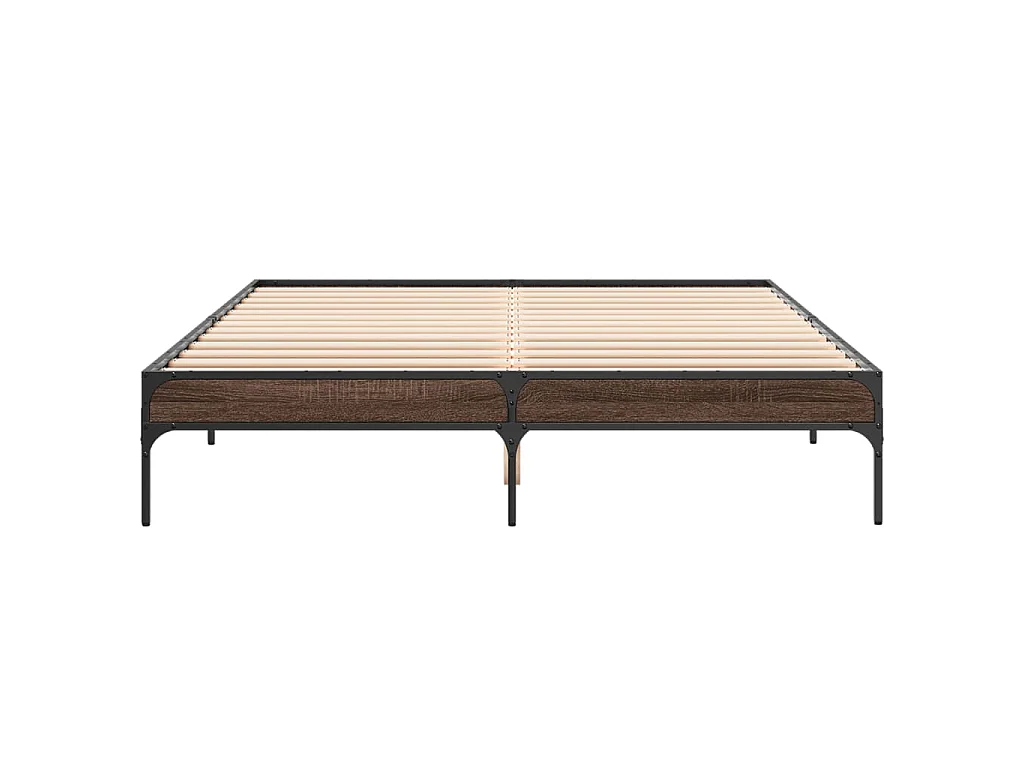 Bettgestell Braun Eichen-Optik 140x200 cm Holzwerkstoff Metall