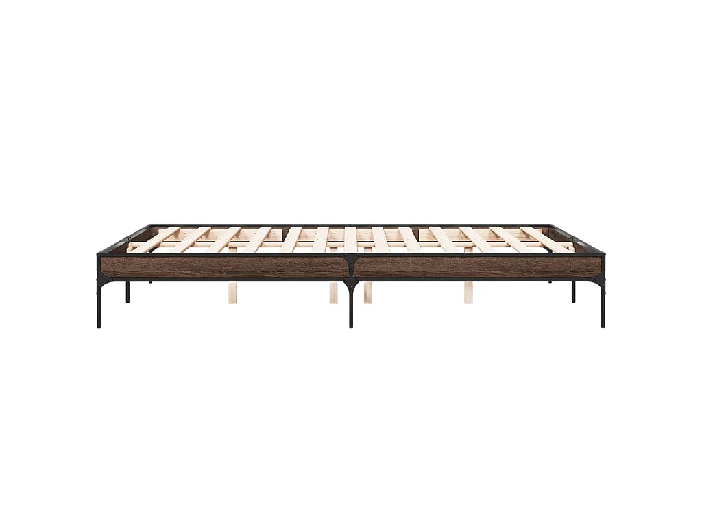 Bettgestell Braun Eichen-Optik 140x200 cm Holzwerkstoff Metall