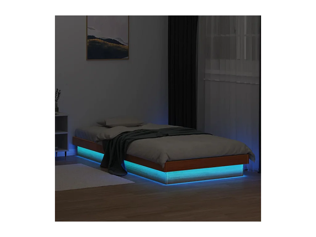 Cadre de lit à LED sans matelas 100x200 cm bois massif