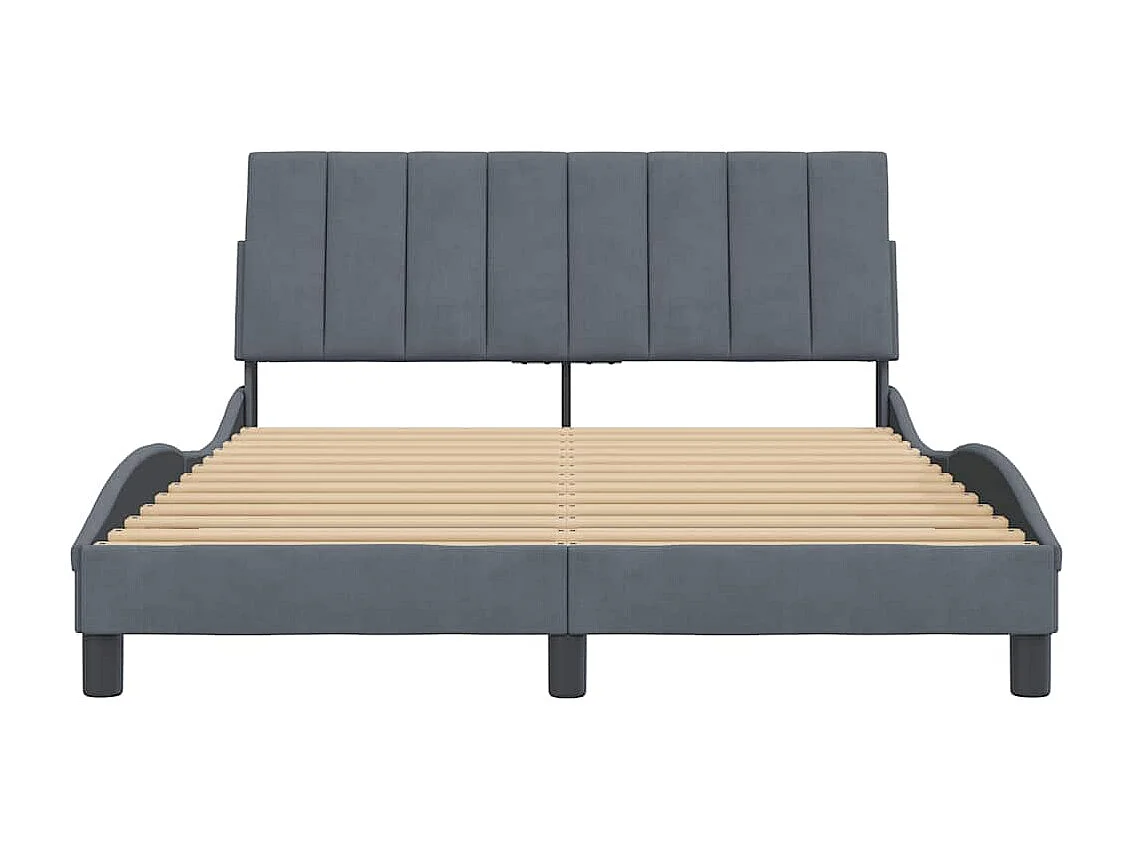 Cadre de lit sans matelas Hanko gris foncé 140x190 cm velours