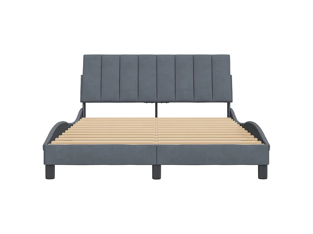 Giroletto senza Materasso Hanko Grigio Scuro 140x190 cm Velluto