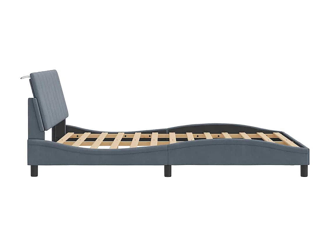 Giroletto senza Materasso Hanko Grigio Scuro 140x190 cm Velluto
