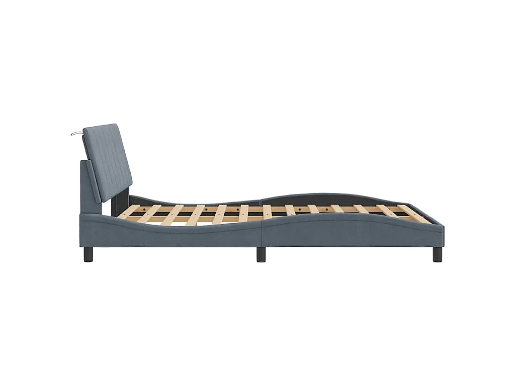 Bedframe zonder matras "Hanko" 140x190 cm fluweel donkergrijs