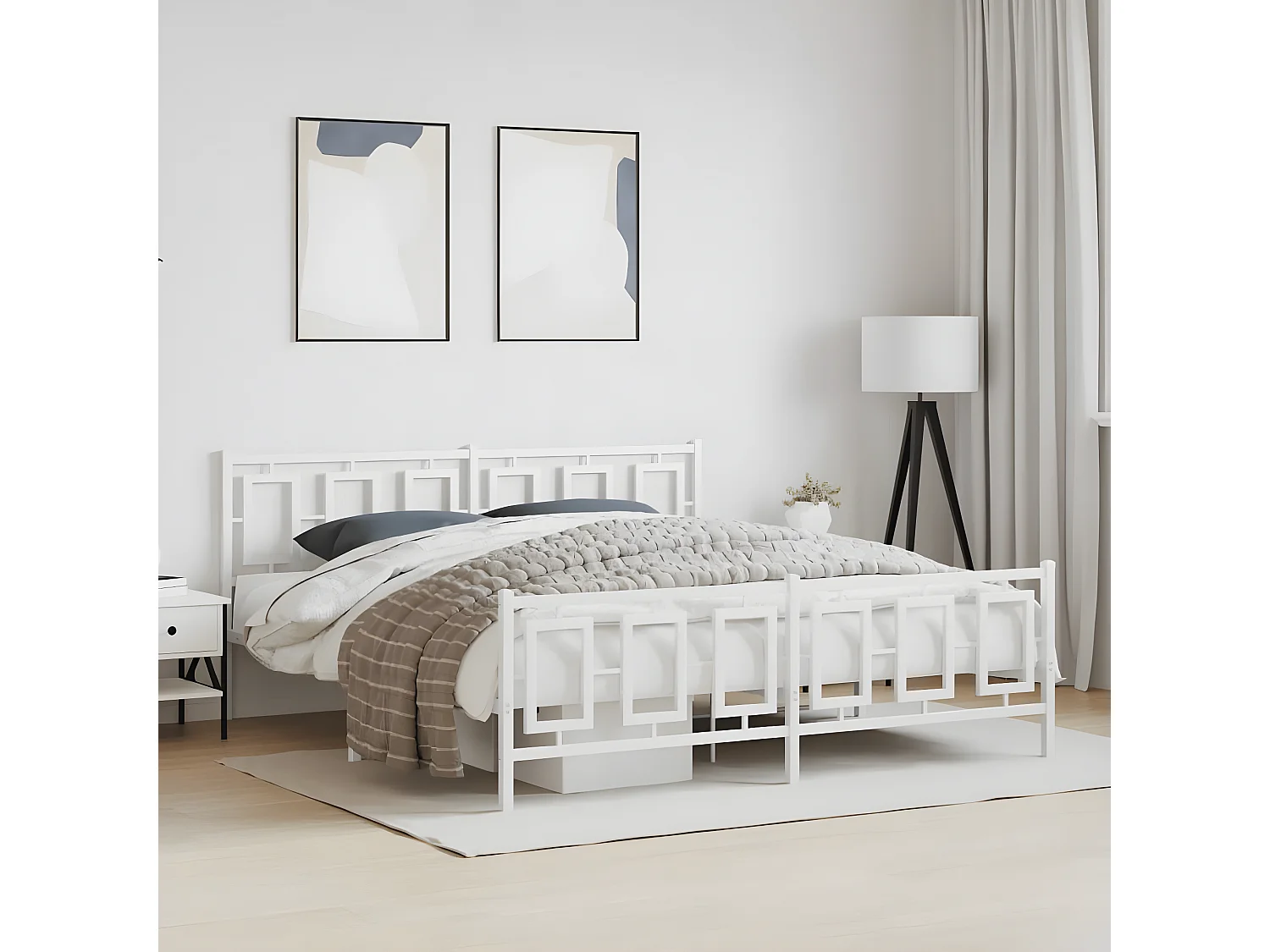 Bedframe met hoofd- en voeteneinde metaal wit 180x200 cm