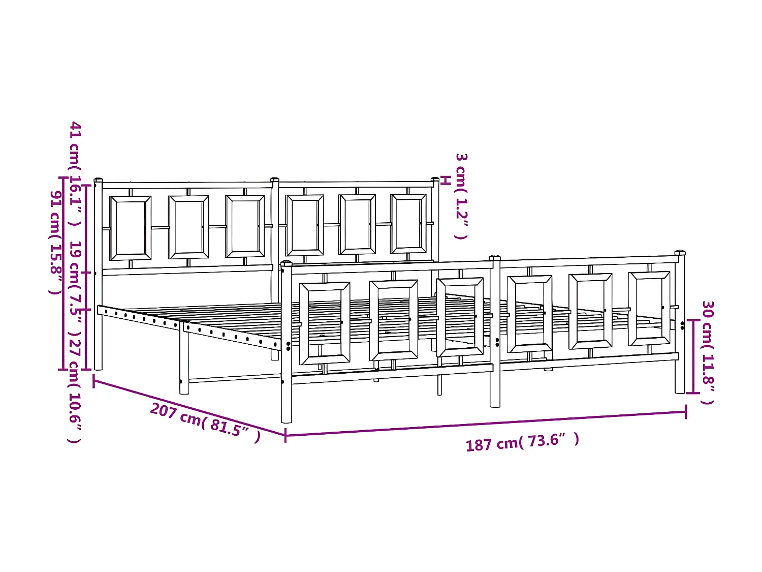 Bedframe met hoofd- en voeteneinde metaal wit 180x200 cm