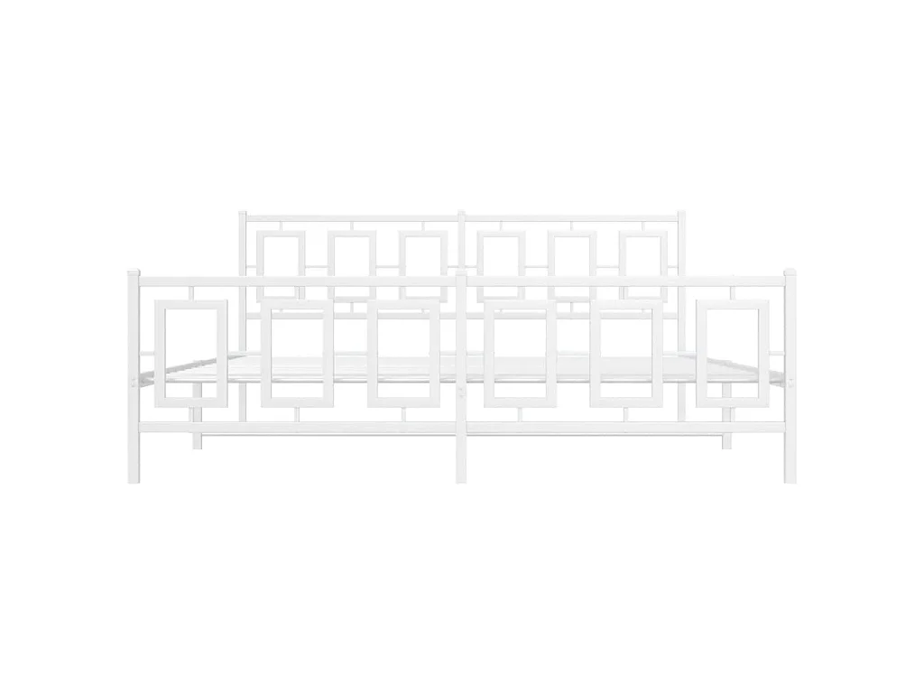 Cadre de lit métal sans matelas et pied de lit blanc 180x200 cm