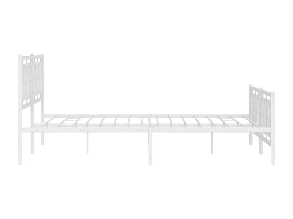 Cadre de lit métal sans matelas et pied de lit blanc 180x200 cm
